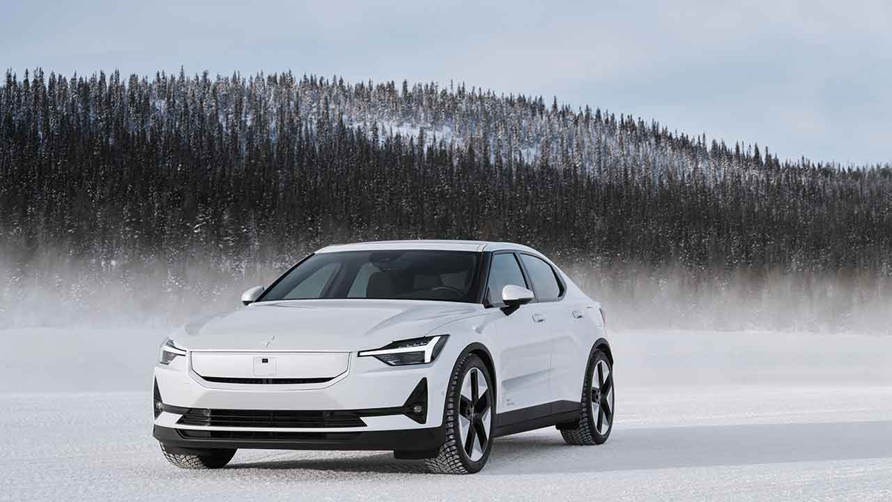 Polestar on a snowy road