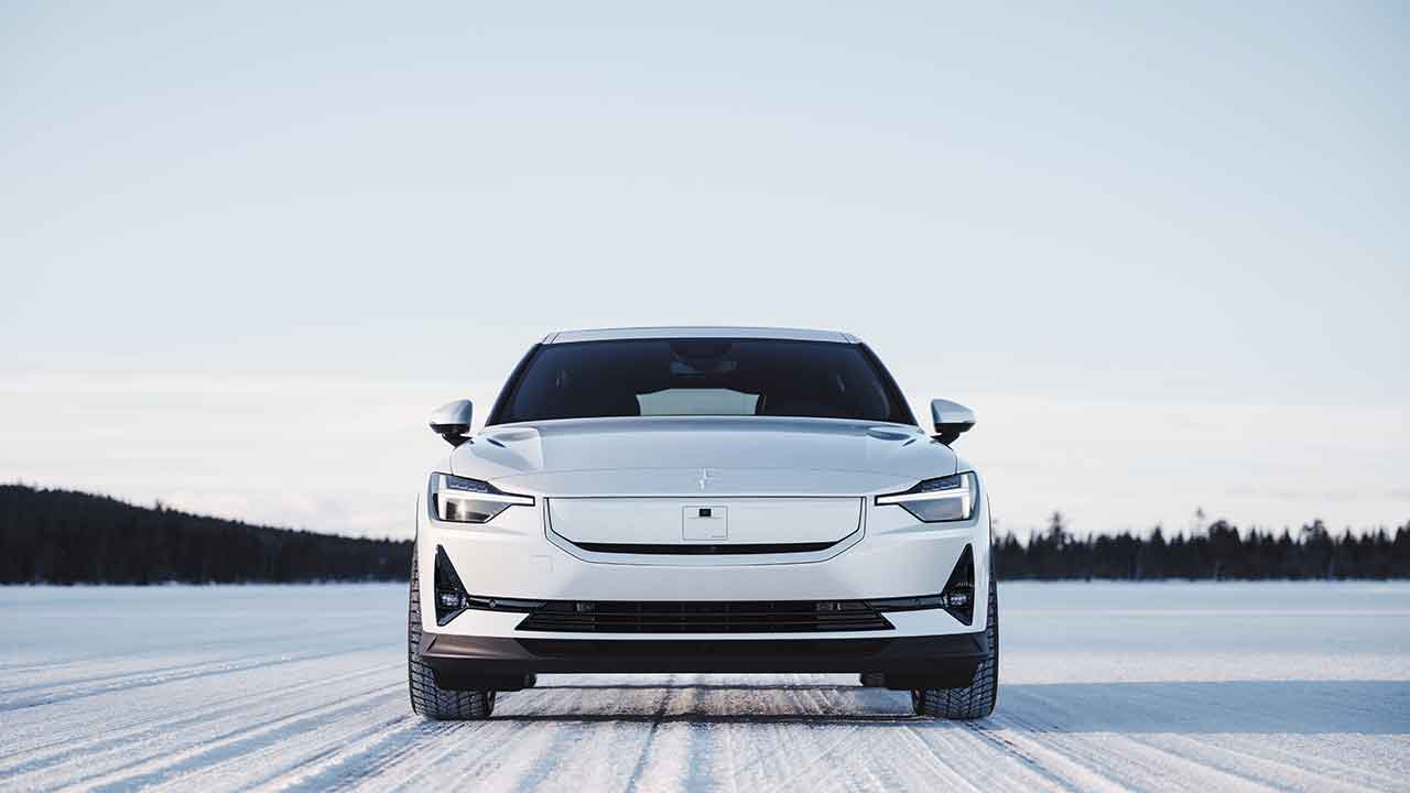 Polestar on a snowy packed lake